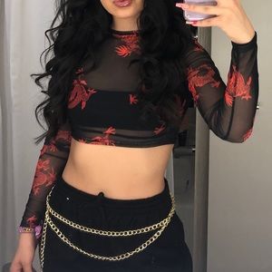 Dragon mesh crop top